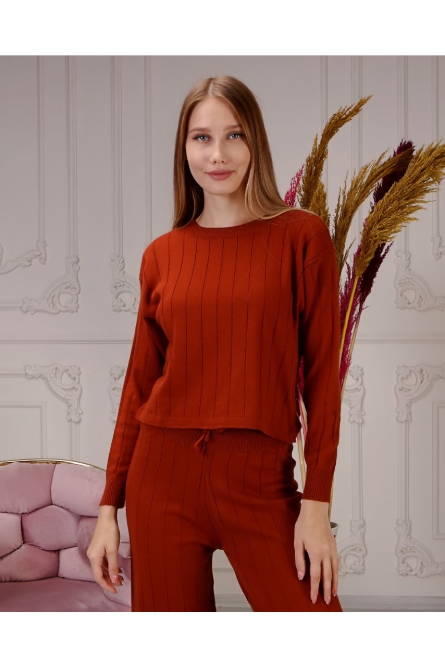 13790 Kadın Rahat Kesim Basic Triko Takım