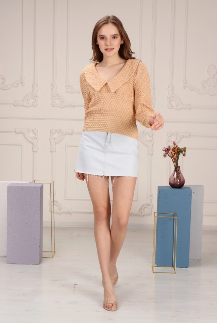 14004 HAZIR GİYİM/BLUZ/CLARİSA/BEJ/L