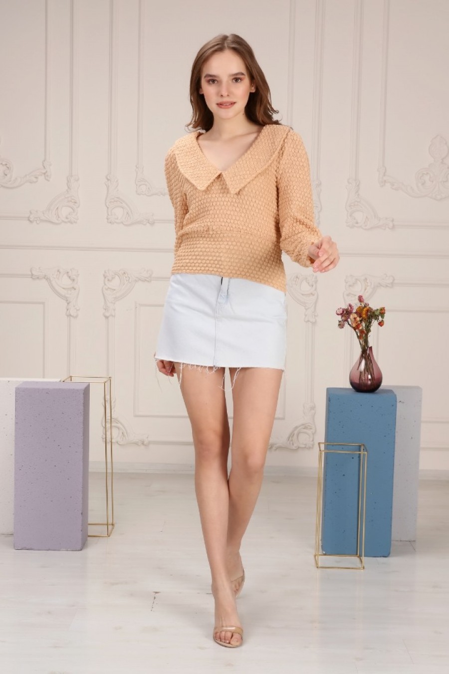 14004 14004 HAZIR GİYİM/BLUZ/CLARİSA/BEJ/S