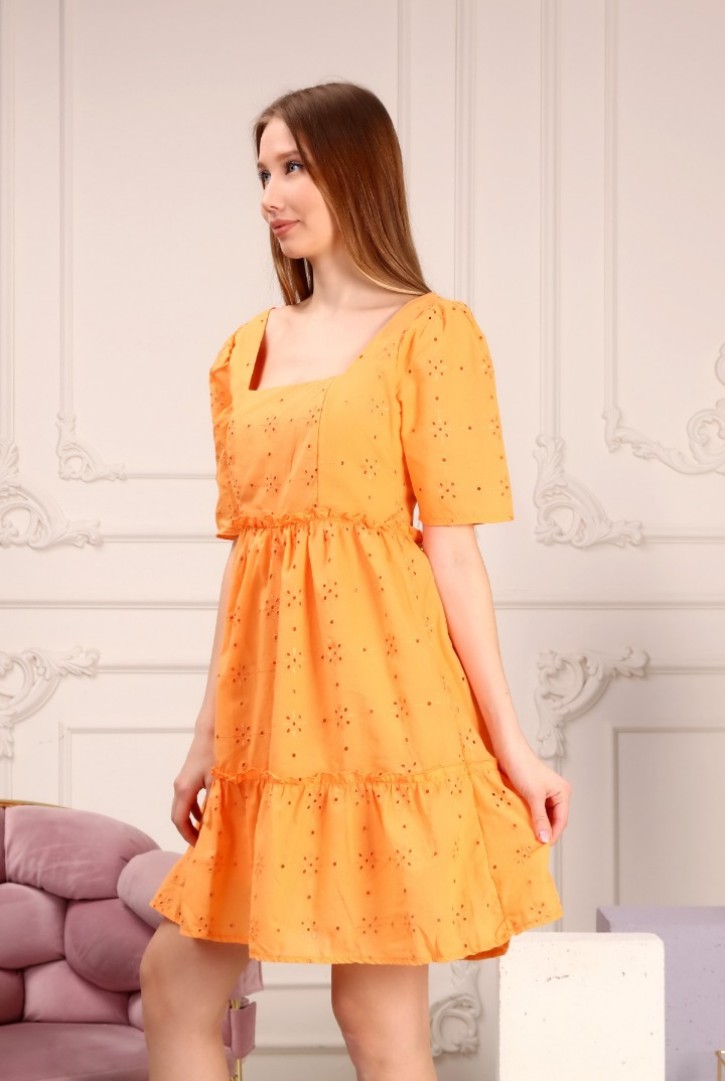 Kadın Kare Yakalı Katlı Elbise