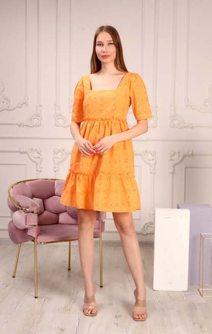 Kadın Kare Yakalı Katlı Elbise