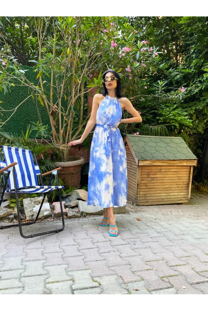 Kadın Halter Yaka Şifon Elbise