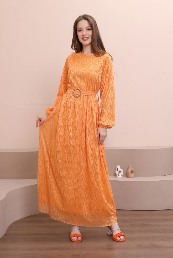 Kadın Manşetleri Fiyonklu Şık Elbise