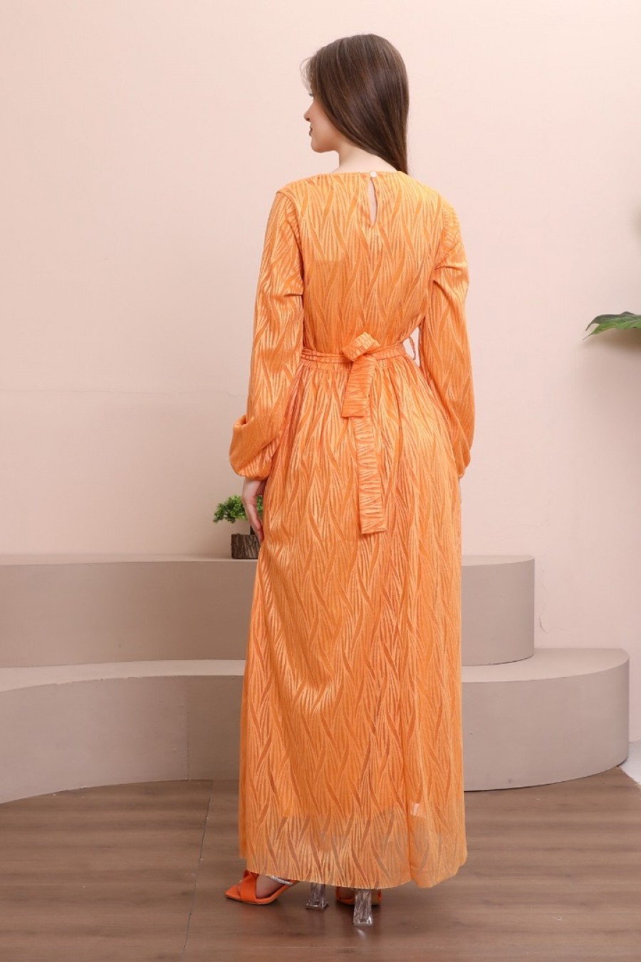 Kadın Manşetleri Fiyonklu Şık Elbise