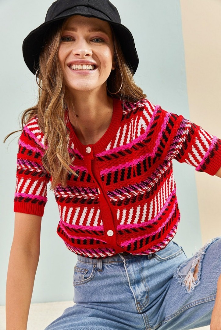 Kadın Crop Triko Hırka