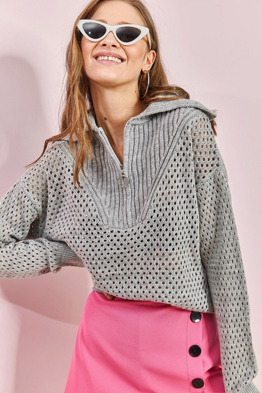 Kadın Delikli Triko Kazak