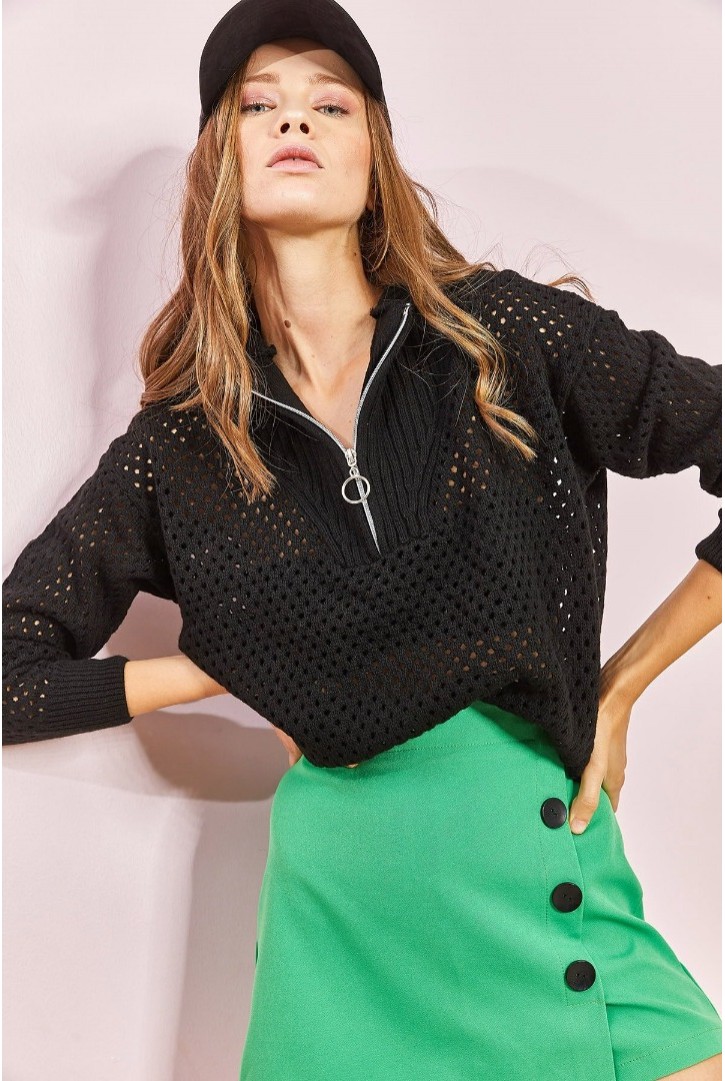 Kadın Delikli Triko Kazak