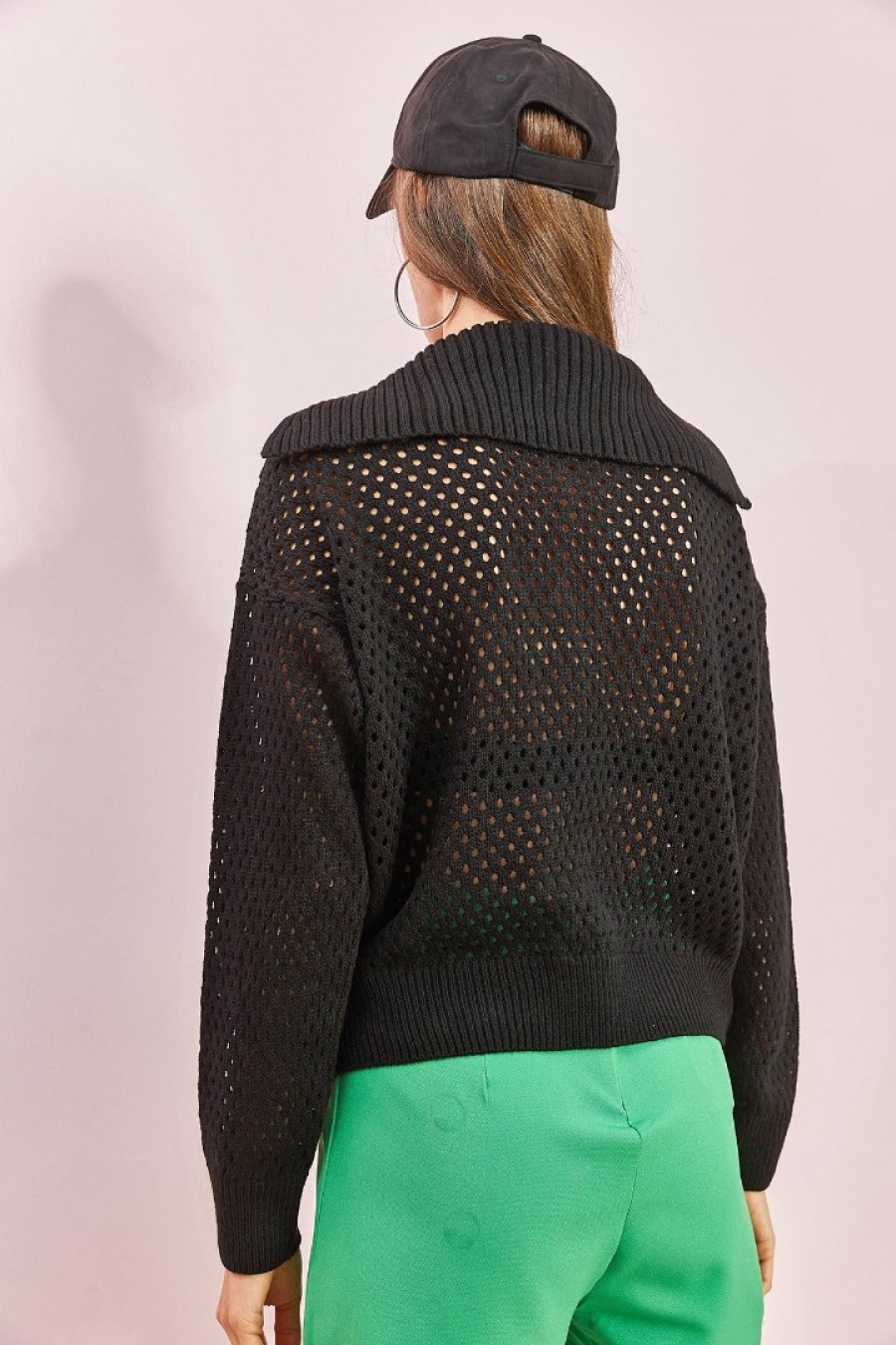 15848 Kadın Delikli Triko Kazak