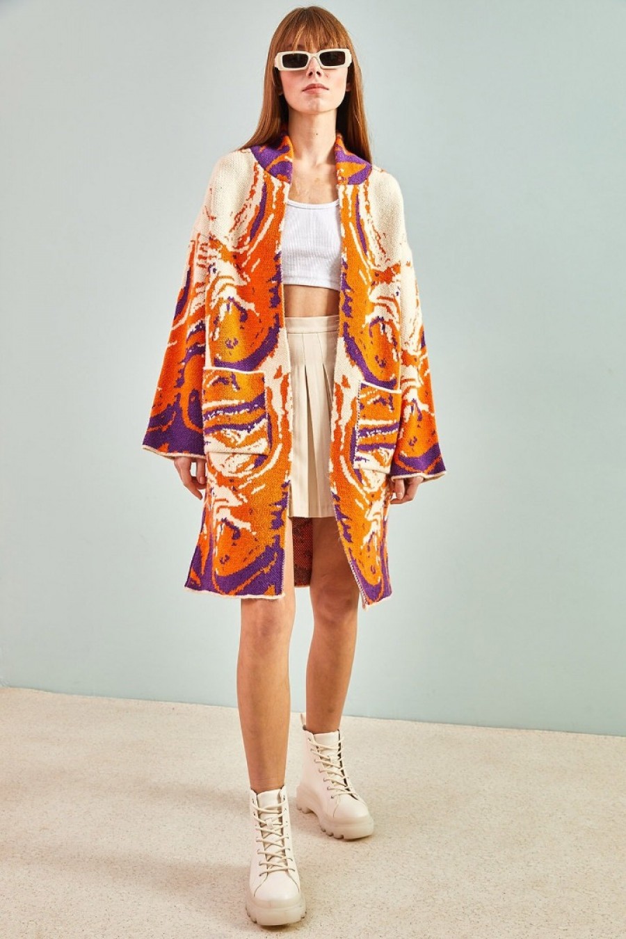 Kadın Karışık Renkli Triko Hırka