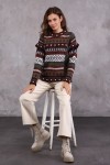 Kadın Etnik Desenli Triko Kazak