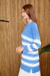 15876 Kadın Çizgili Uzun Triko Kazak