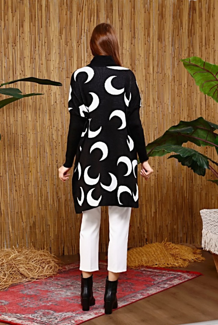 Kadın Ay Desenli Triko Kazak