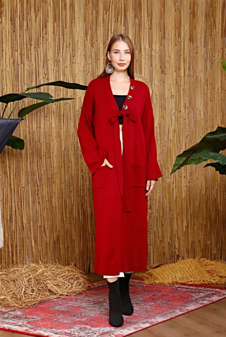 Kadın Bağlama Detaylı Triko Hırka