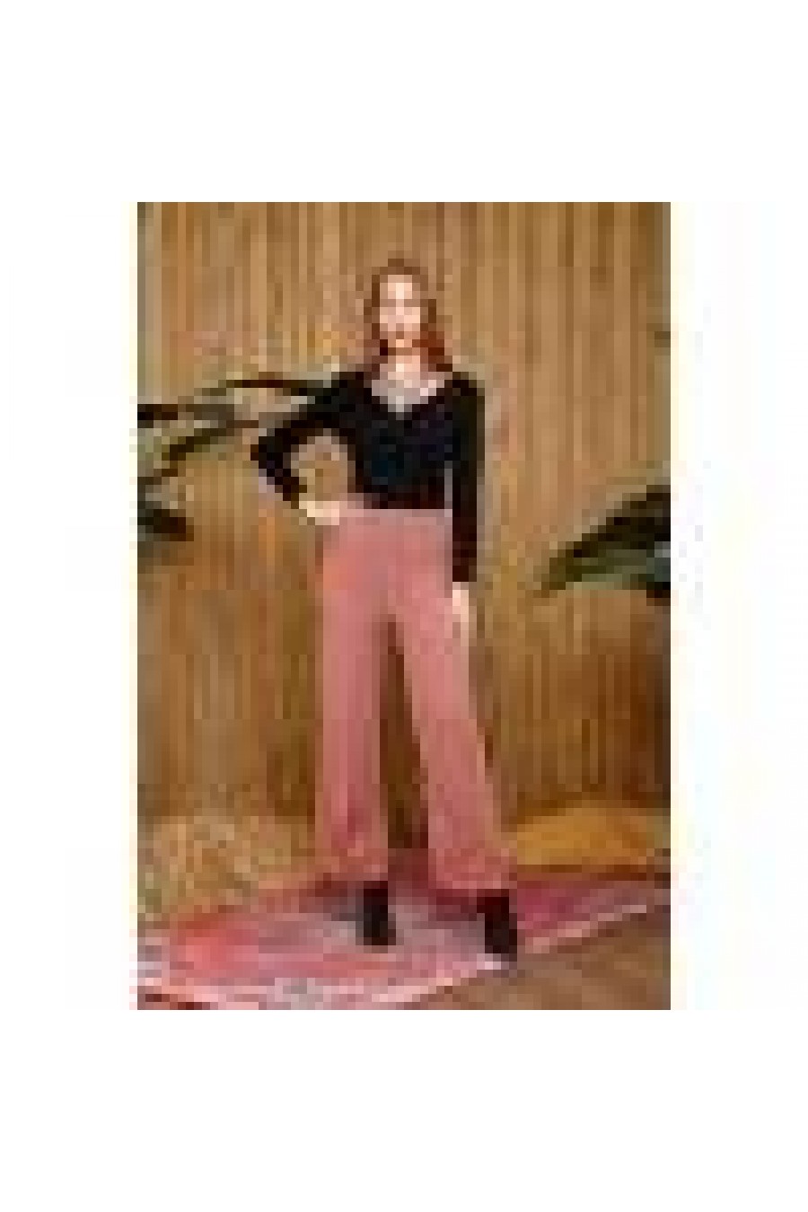 15935 Kadın Örgü Detaylı Triko Pantolon