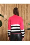 Kadın Balıkçı Yaka Çizgili Triko Kazak