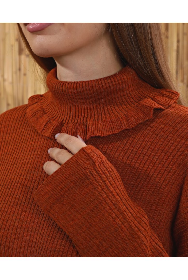 Kadın Fırfır Yakalı Triko Tunik