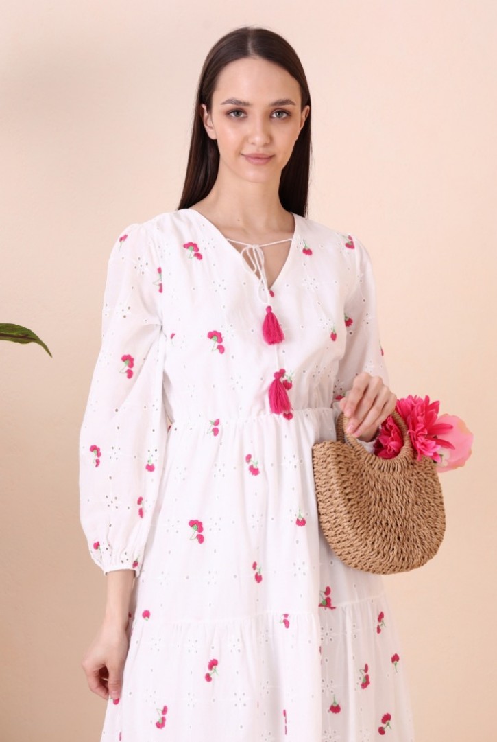 Kadın V Yaka Maxi Elbise