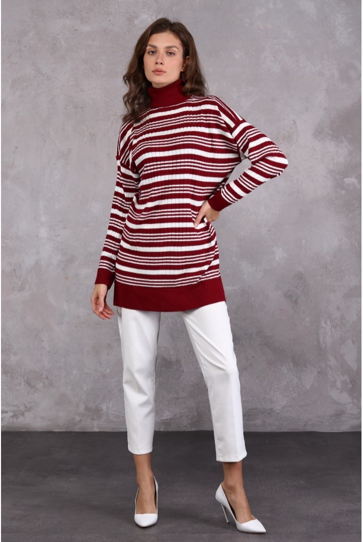 Kadın Balıkçı Yaka Uzun Triko Kazak