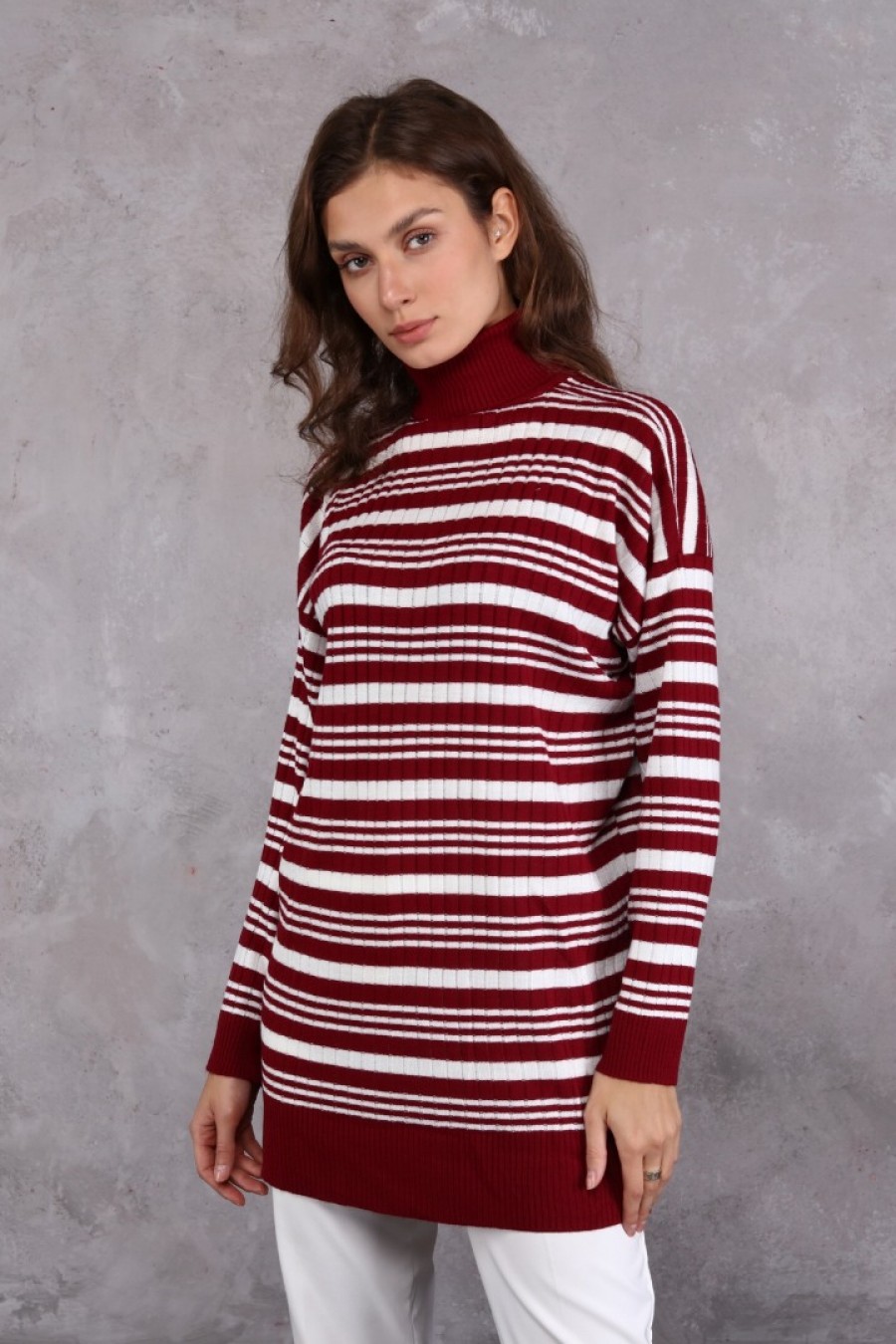 16442 Kadın Balıkçı Yaka Uzun Triko Kazak