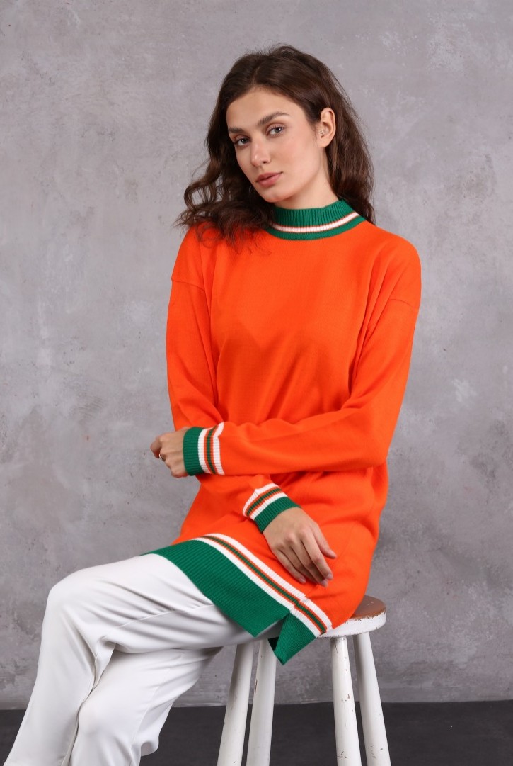 Kadın Çizgi Detaylı Triko Tunik Kadın Çizgi Detaylı Triko Tunik