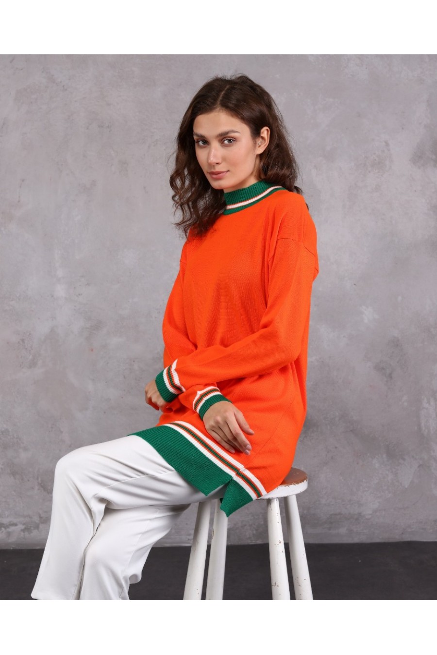 16588 Kadın Çizgi Detaylı Triko Tunik 16588 Kadın Çizgi Detaylı Triko Tunik