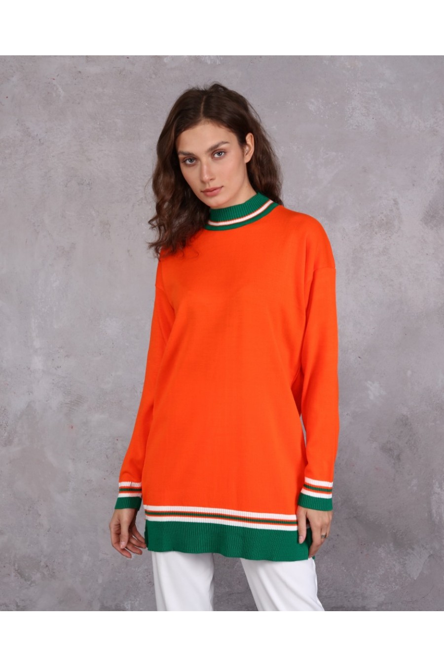 16588 Kadın Çizgi Detaylı Triko Tunik 16588 Kadın Çizgi Detaylı Triko Tunik