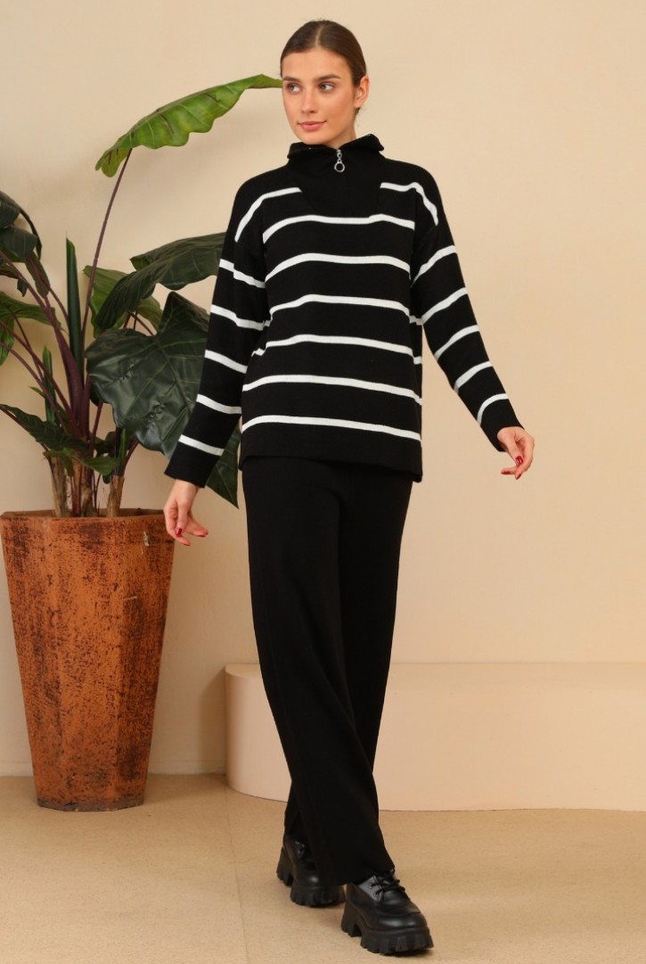 Women's Zipper Detailed Two Piece Knitwear Set