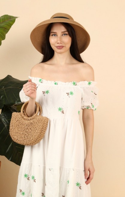 Kadın Madonna Yaka Maxi Fisto Elbise