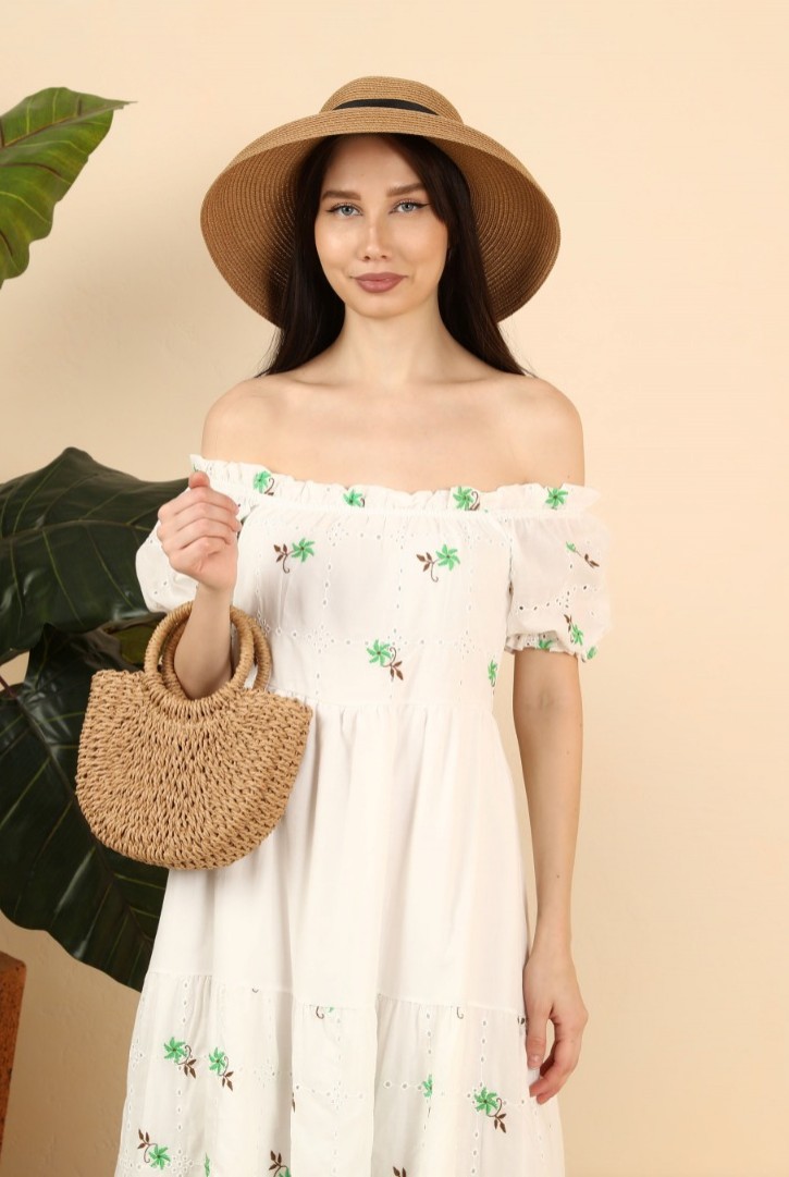 Kadın Madonna Yaka Maxi Fisto Elbise