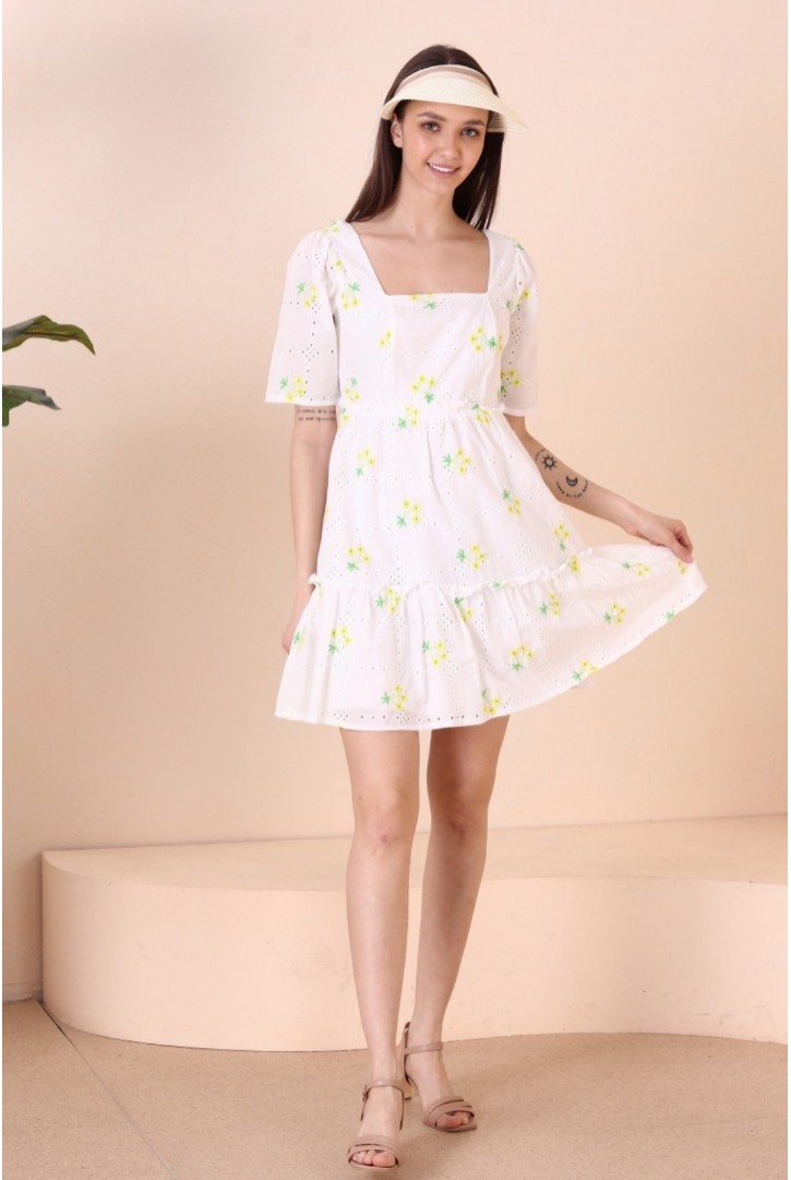 Kadın Kare Yaka Yarım Kollu Mini Elbise