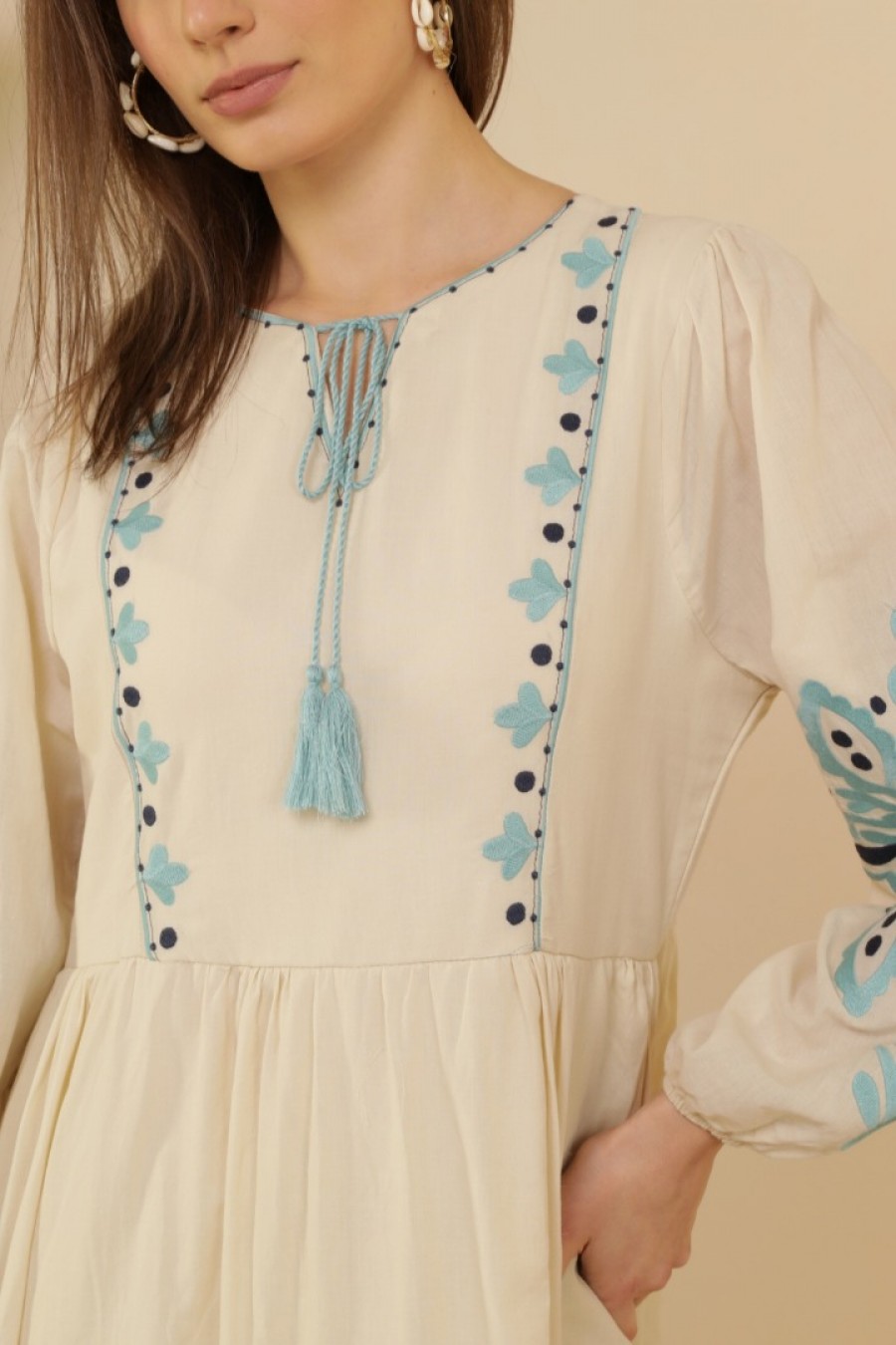 Kadın Etnik Nakışlı Maxi Elbise