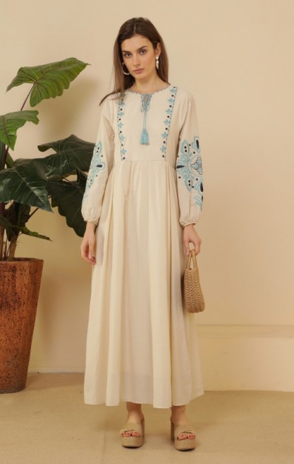 Kadın Etnik Nakışlı Maxi Elbise