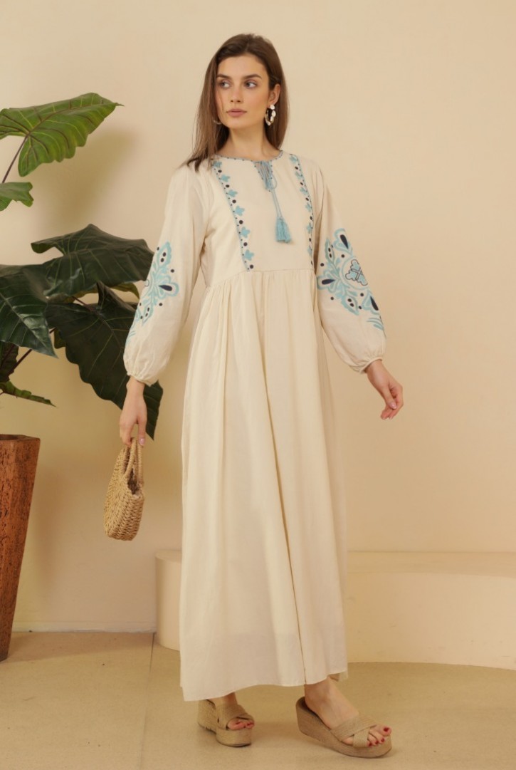 Kadın Etnik Nakışlı Maxi Elbise