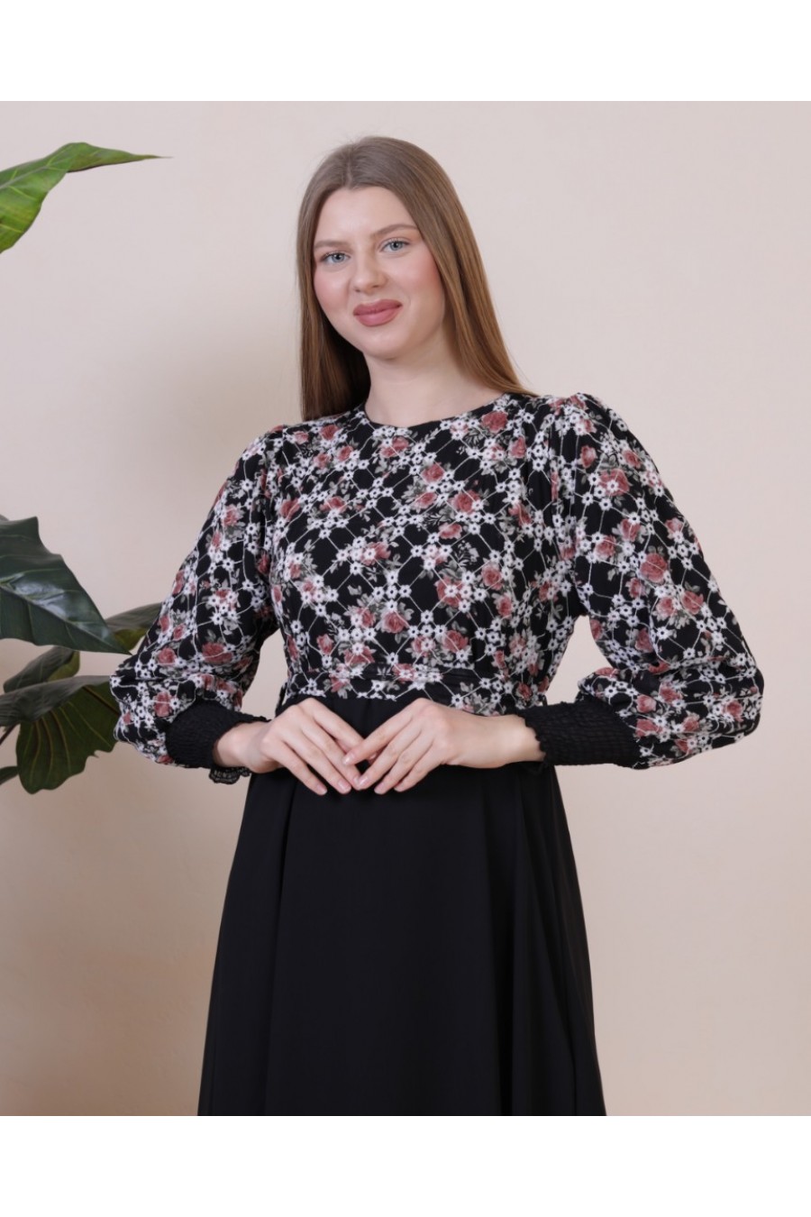 Kadın Üstü Desenli Şifon Elbise