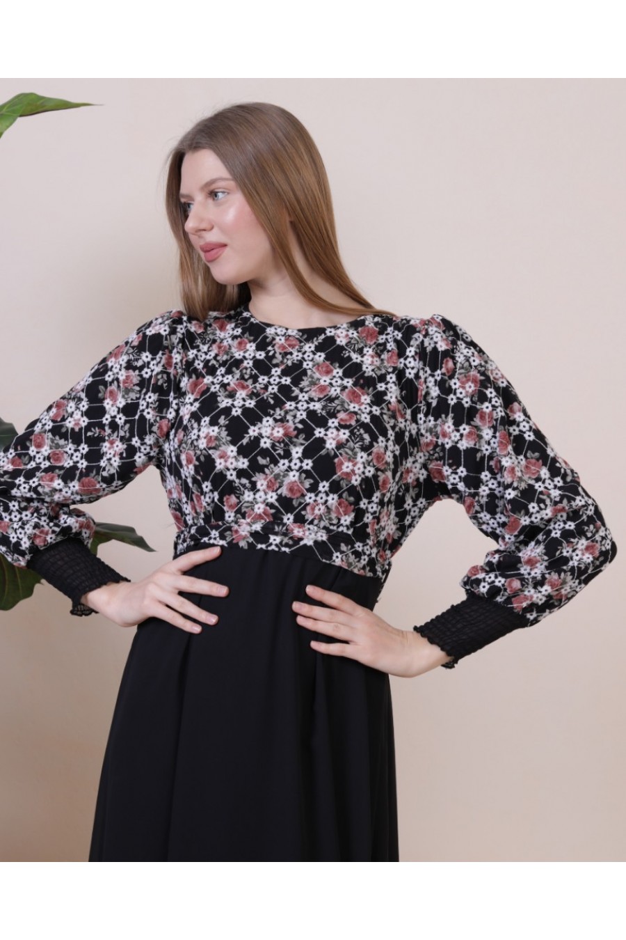 Kadın Üstü Desenli Şifon Elbise