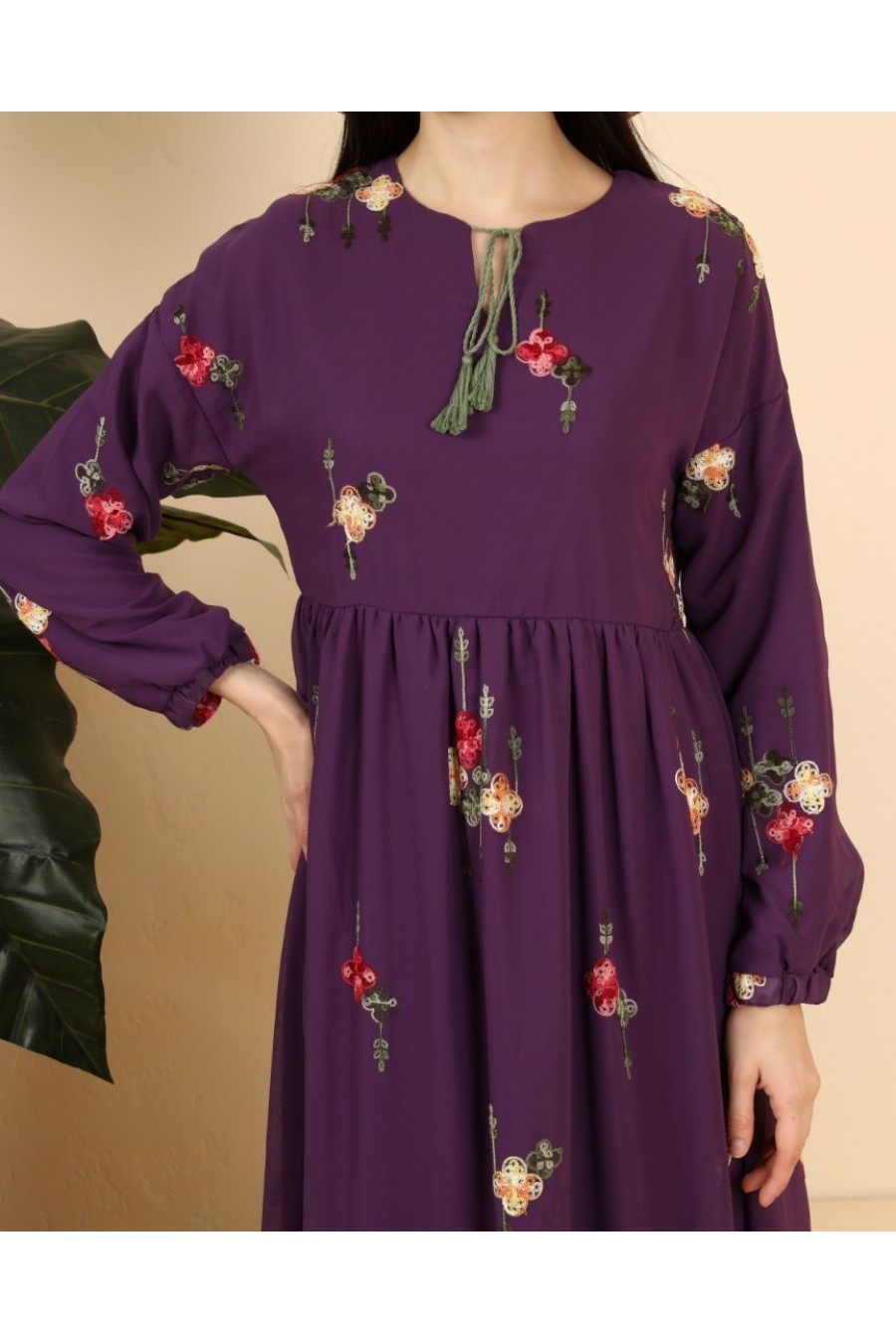 17282 HAZIR GİYİM/ELBİSE/BEJ/S