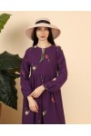 17282 ETNİK UZUN KOLLU MAXİ ELBİSE