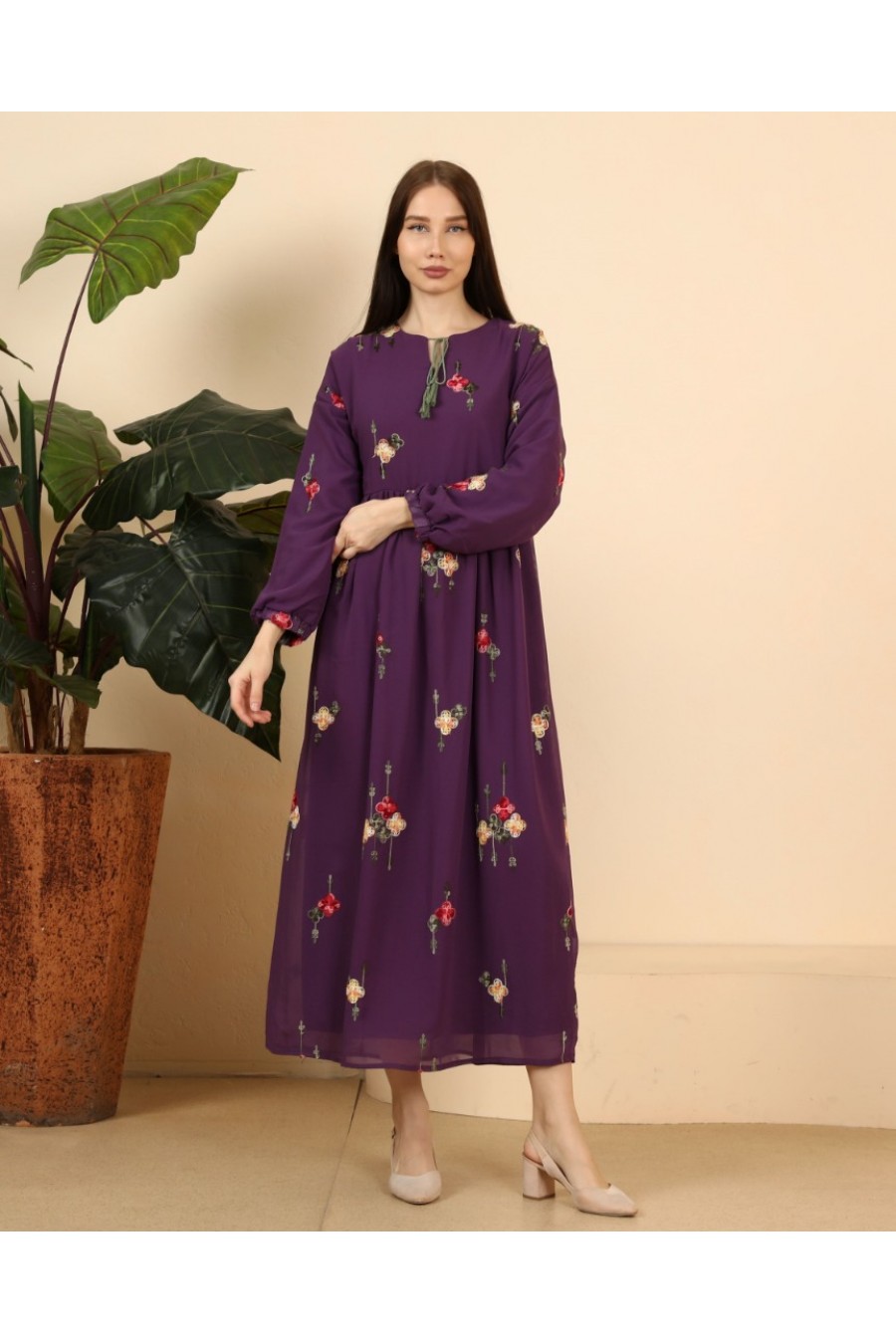 17282 HAZIR GİYİM/ELBİSE/PEMBE/XL