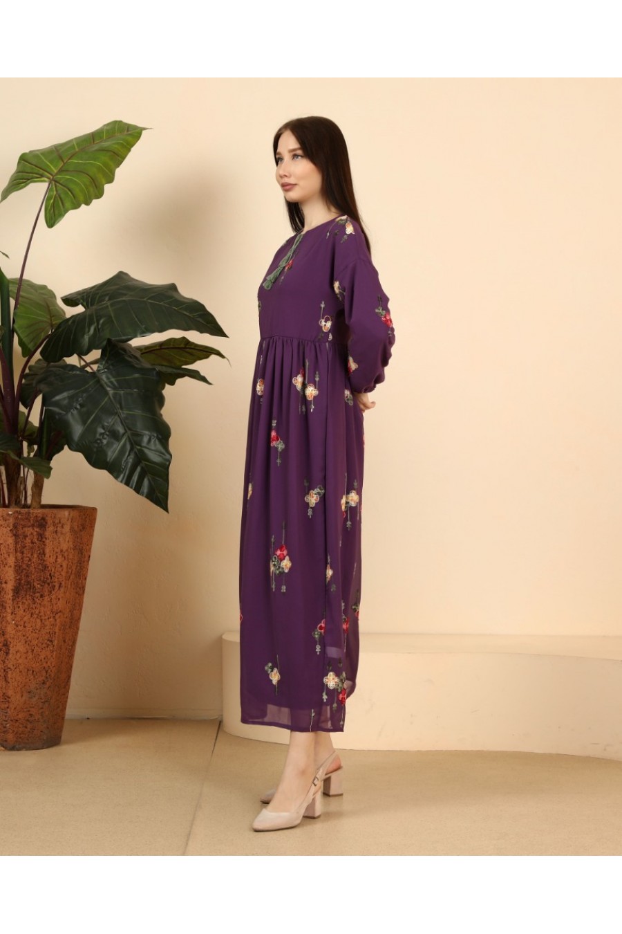 17286 17286 HAZIR GİYİM/ELBİSE/MOR/L