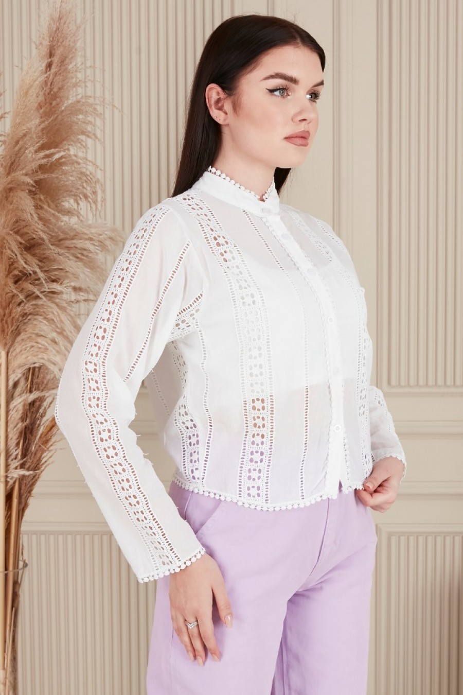 17827 17827 HAZIR GİYİM/GÖMLEK/TAŞ BRODE/TAŞ ZEMİN/L