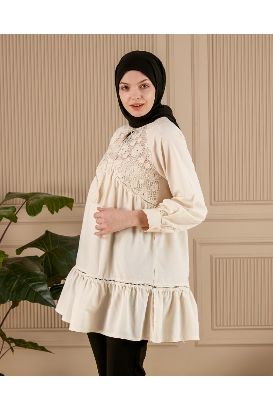 17954 HAZIR GİYİM/ELBİSE/BEYAZ/M