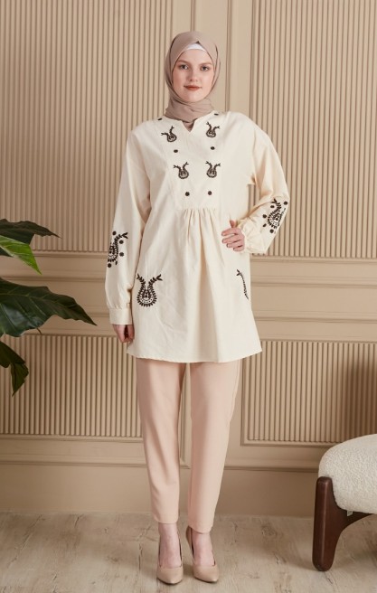 Kadın Geleneksel Türk Motifi Nakışlı Tunik