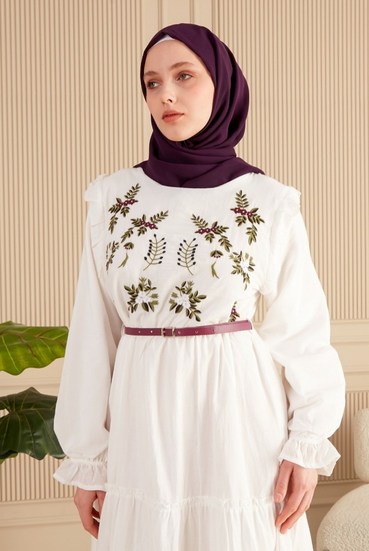 Kadın Büzgü Katlı Volanlı Elbise