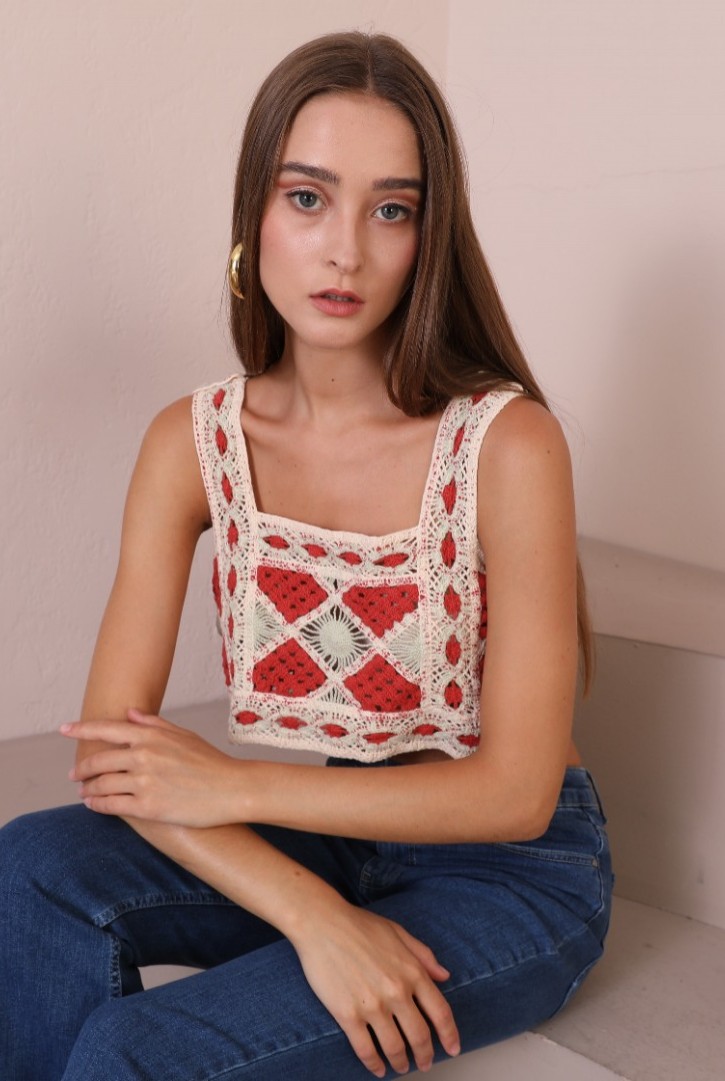 Kadın Tığ İşi Kare Yaka Büstiyer