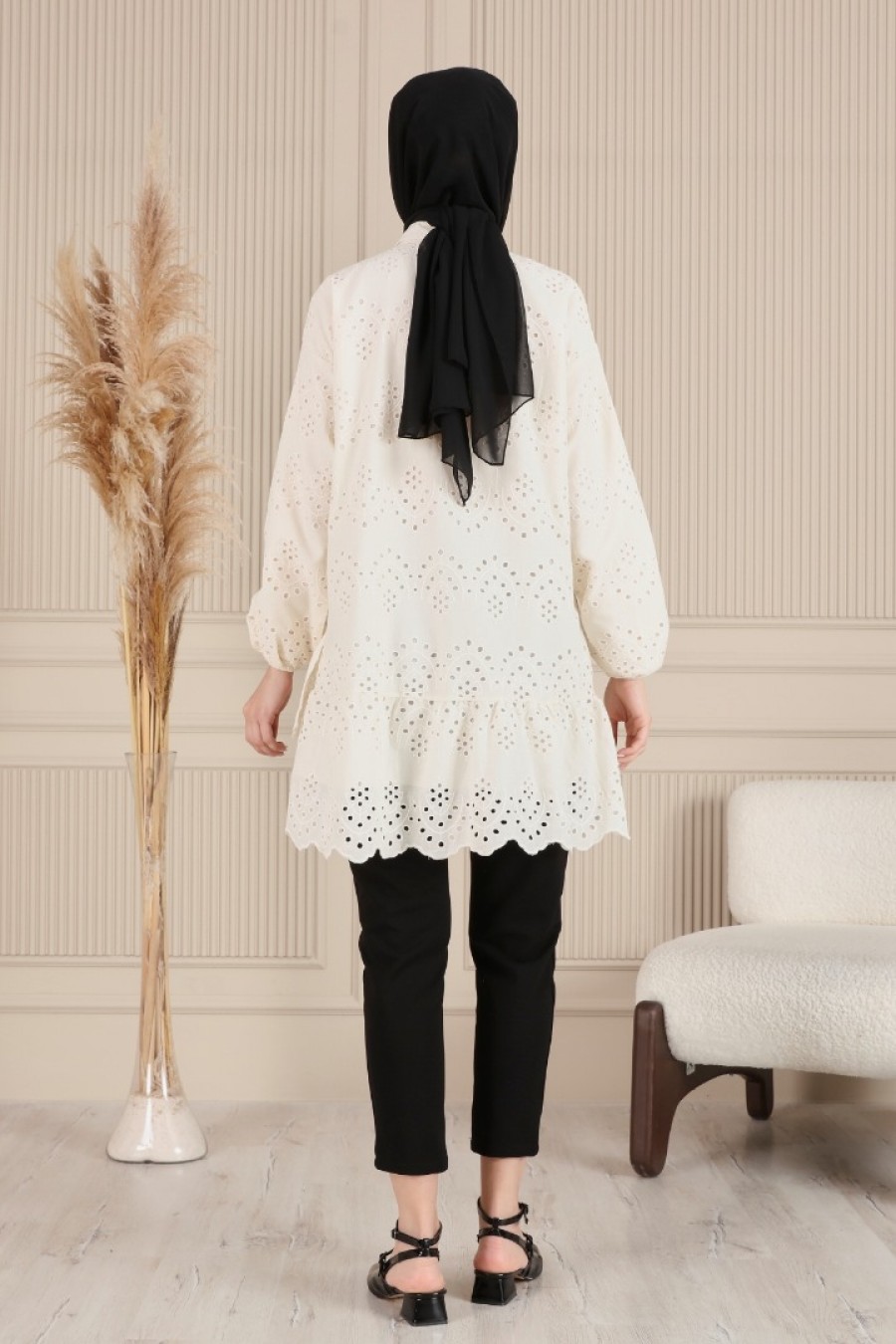 18405 BRODE DETAYLI FIRFIRLI GÖMLEK TUNİK