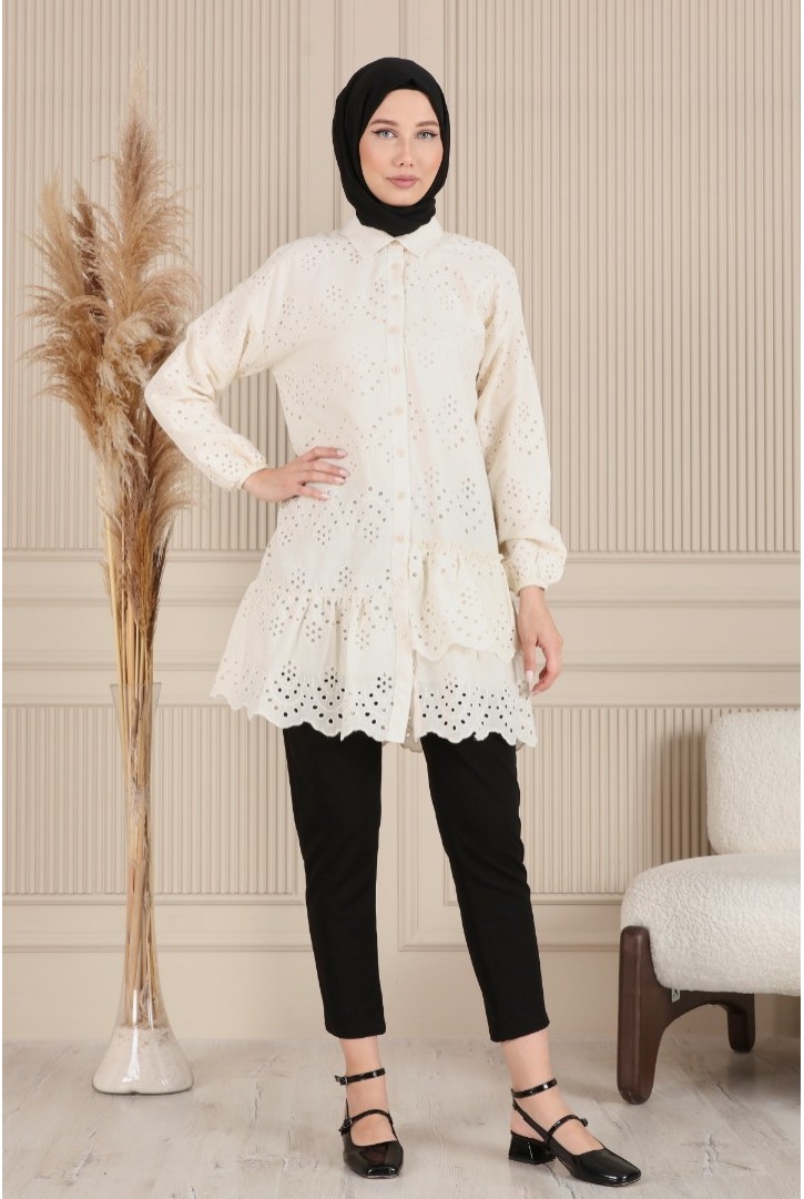 BRODE DETAYLI FIRFIRLI GÖMLEK TUNİK