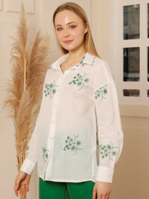 Kadın Çiçek Nakışlı Gömlek