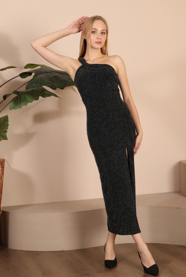 Kadın Tek Omuz Askılı Şık Elbise