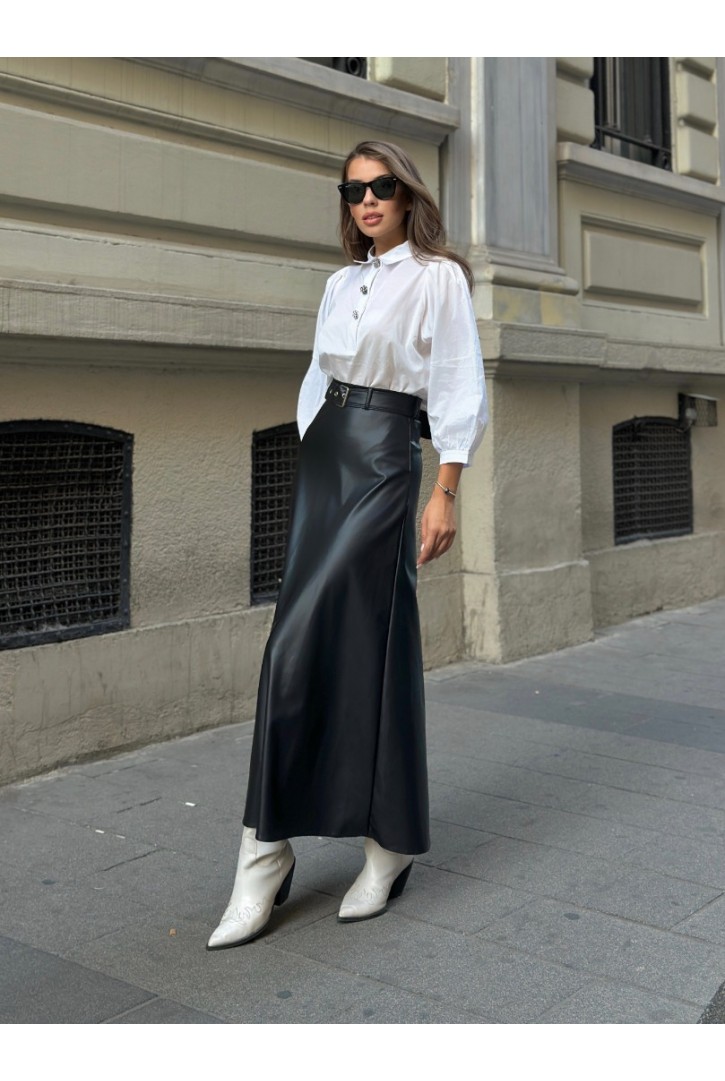 Kadın A Kesim Deri Etek