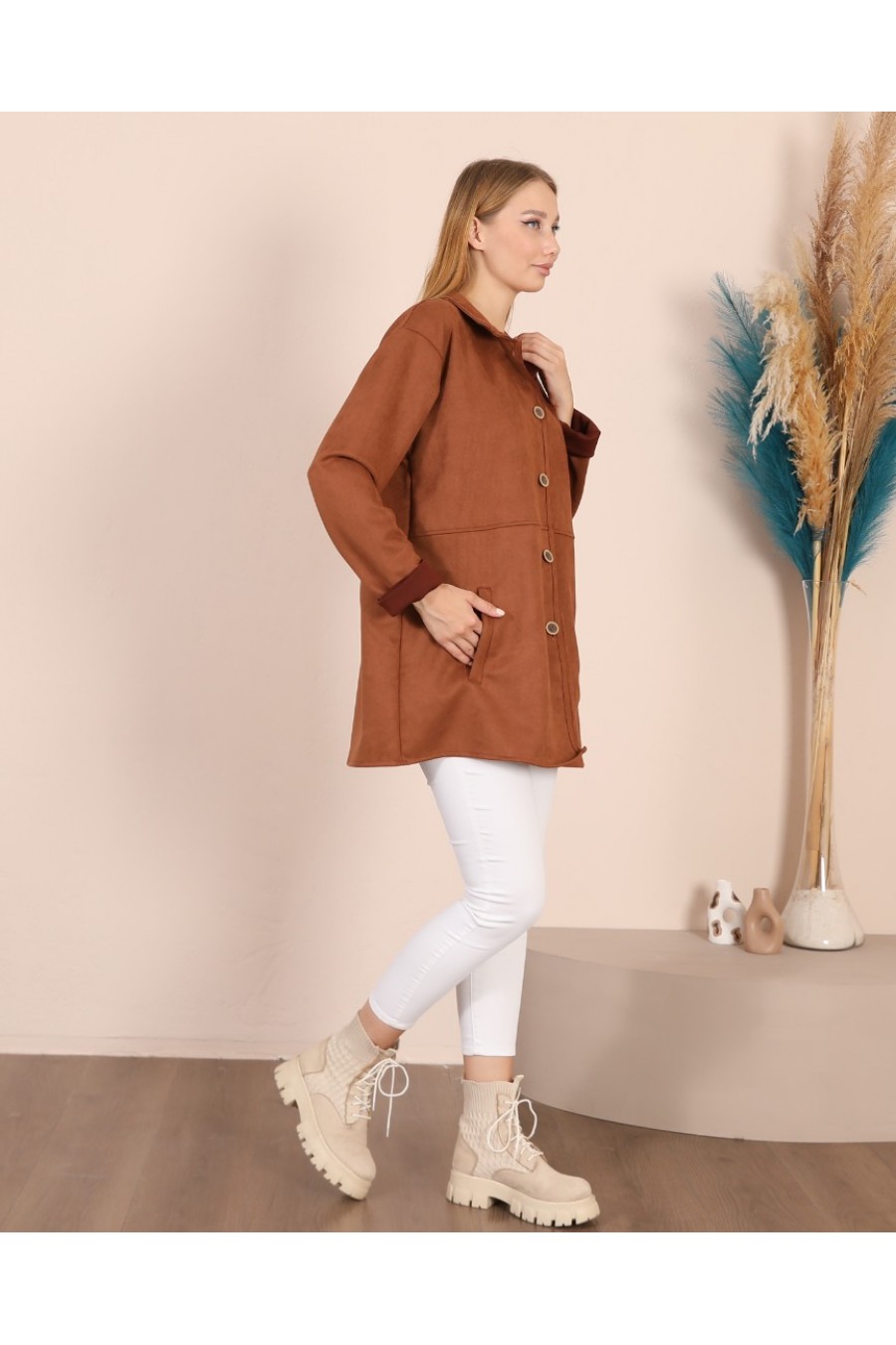 Kadın Süet Gömlek Ceket